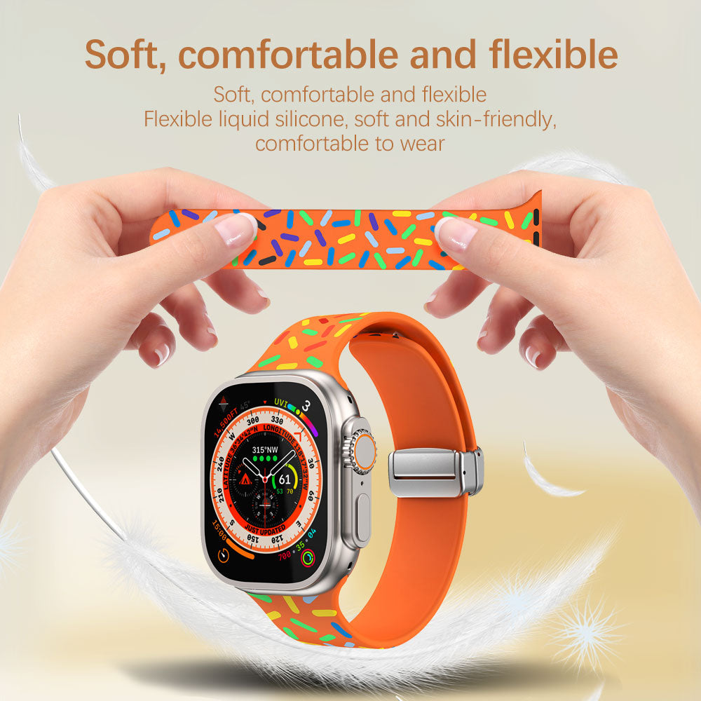 Magnetic Silicone Band for Apple Watch with Colorful Patterns