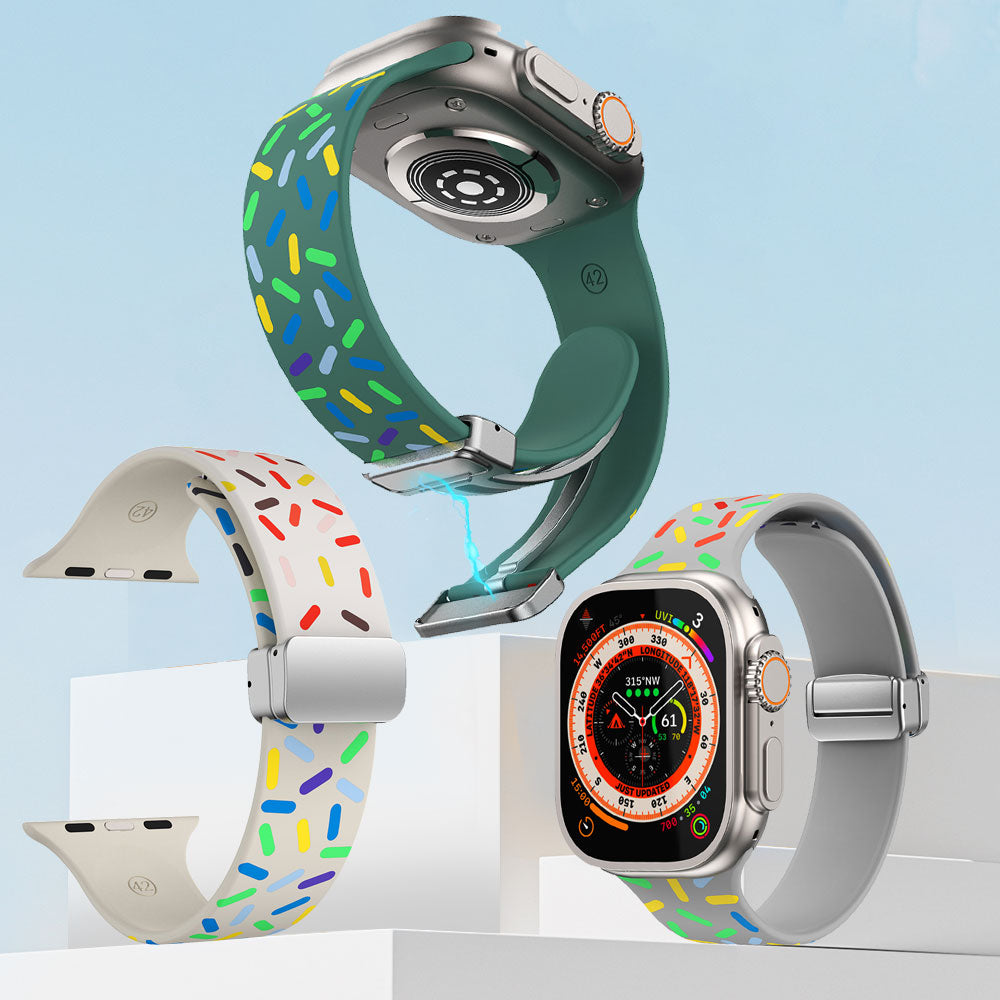Magnetic Silicone Band for Apple Watch with Colorful Patterns