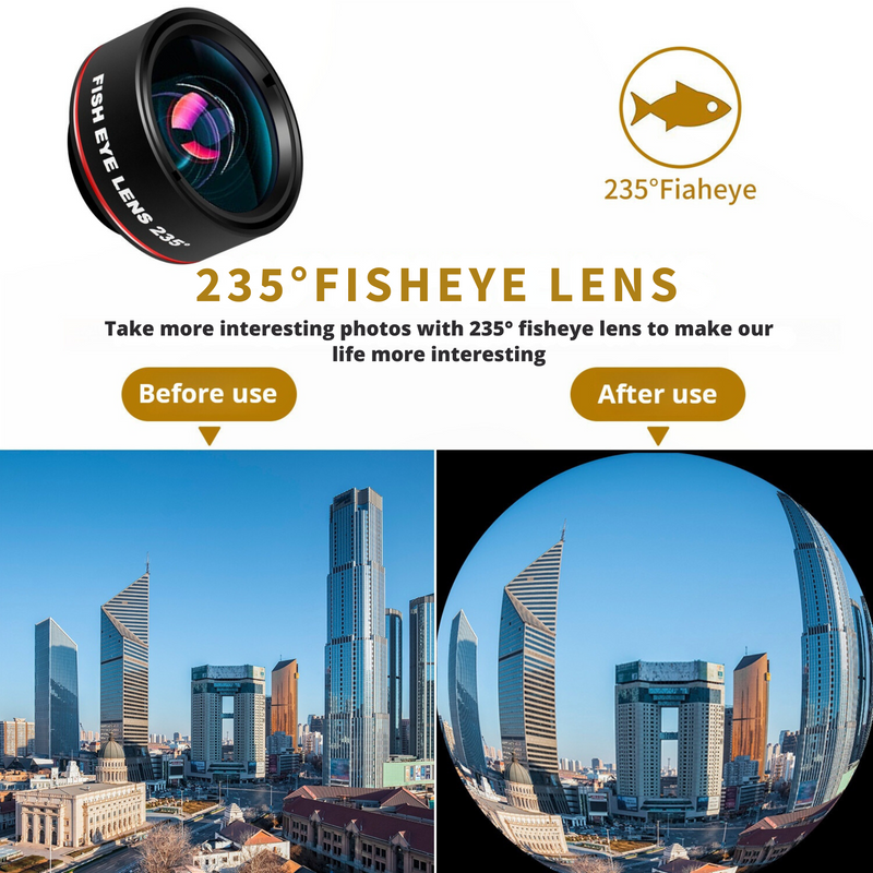 iPhone 3-in-1 Macro Lens Kit: Wide Angle, Macro & Fisheye Lenses