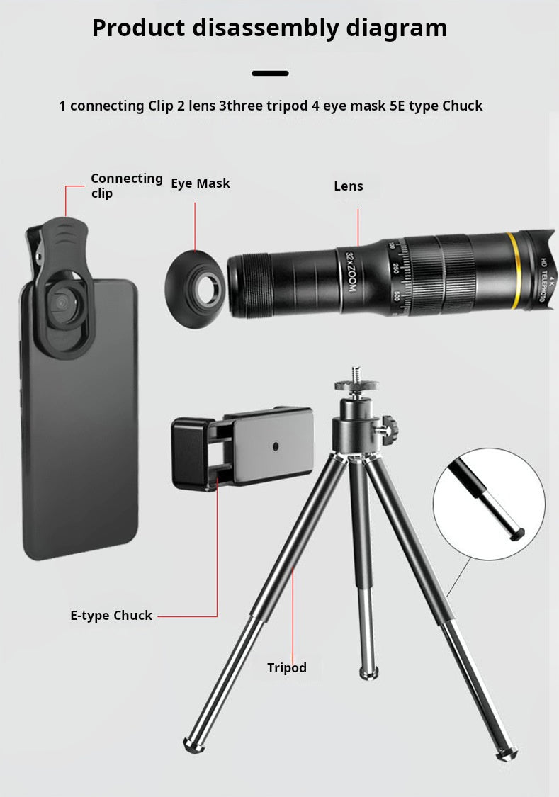 Universal Clip-On Phone Telescope Lens - 32x Zoom