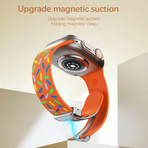 Magnetic Silicone Band for Apple Watch with Colorful Patterns