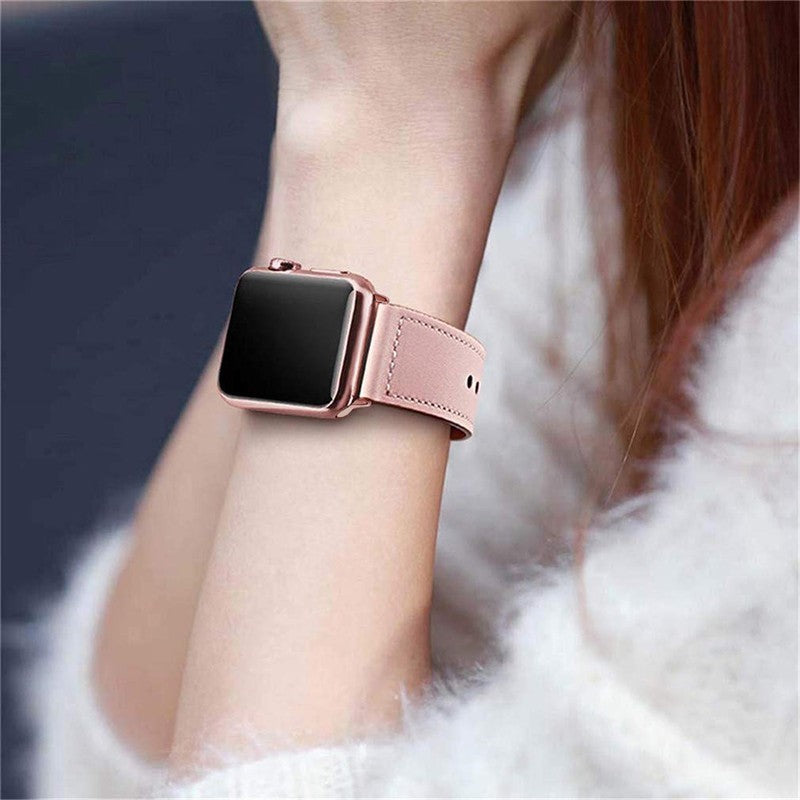 Modern Leather Band for Apple Watch with a Special Buckle Design