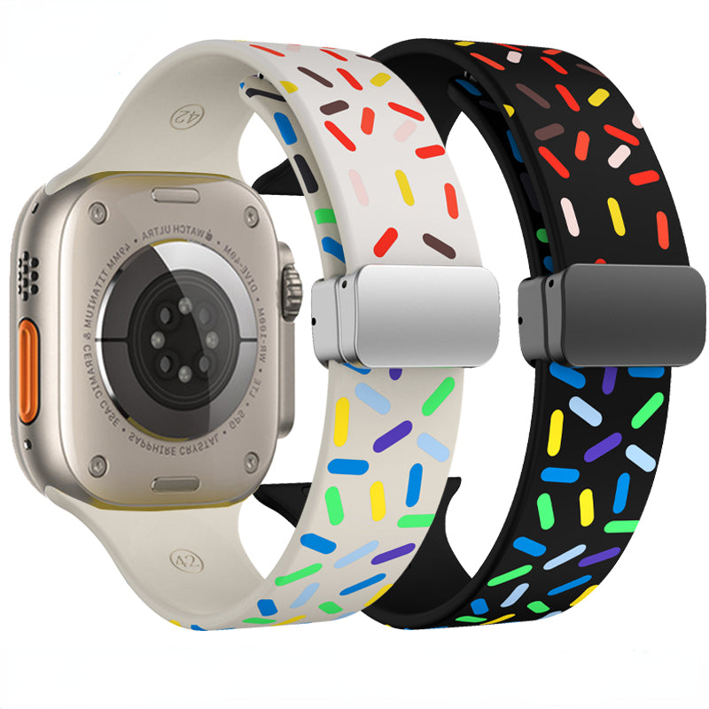 Magnetic Silicone Band for Apple Watch with Colorful Patterns