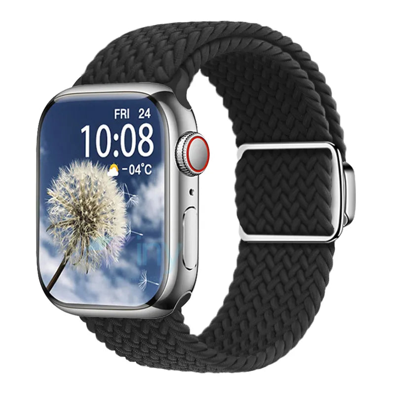Adjustable Closed Nylon Band for Apple Watch with Braided Patterns