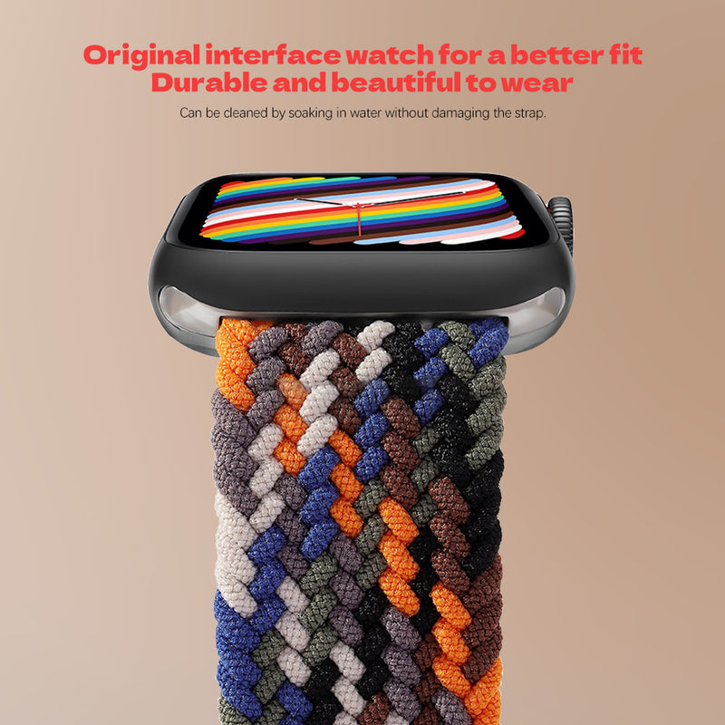 Adjustable Closed Nylon Band for Apple Watch with Braided Patterns
