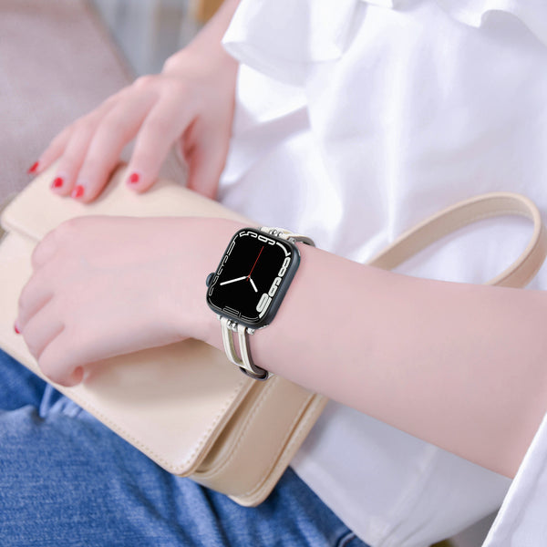 Ladies' Leather Band for Apple Watch With a Fishtail Buckle and A Stylized Cutout